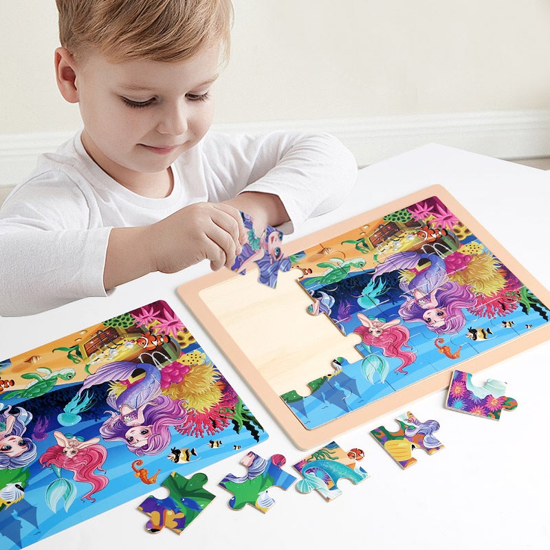 Wooden 24-Piece Puzzle Children'S Cartoon Fairy Tale Flat Wooden Puzzle Early Education Intelligence Toys - Image 3